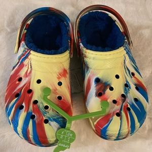 Crocs for girls, red, white and blue and yellow new